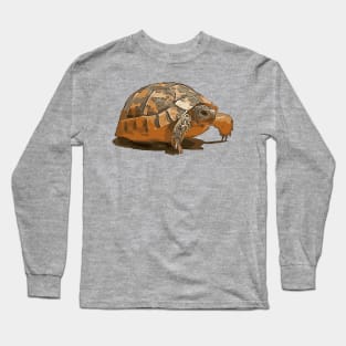 Cartoon Portrait Of A Baby Wild Tortoise Black Outline Art Long Sleeve T-Shirt